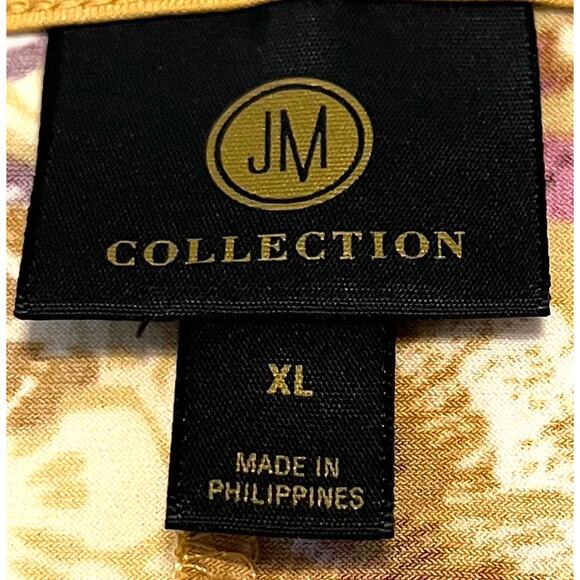JM COLLECTION LONG BELL SLV PULL-OVER TUNIC BLOUSE, WOMENS-XL-YELLOW-PINK FLORAL - Picture 10 of 12